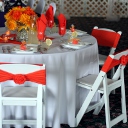 A fresh white linen with orange accents.